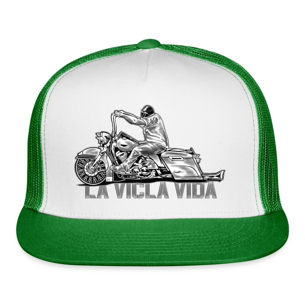 La Vida Trucker Had - white/kelly green